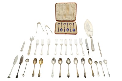 Lot 151 - A mixed group of antique silver flatware,...