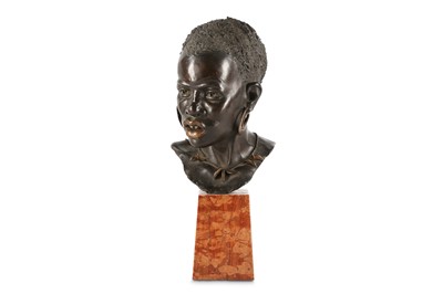 Lot 160 - A. NEIVILLER: A 20TH CENTURY BRONZE HEAD OF AN...