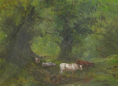 Lot 128 - JOHN LINNELL (BRITISH 1792-1882) Cows grazing...