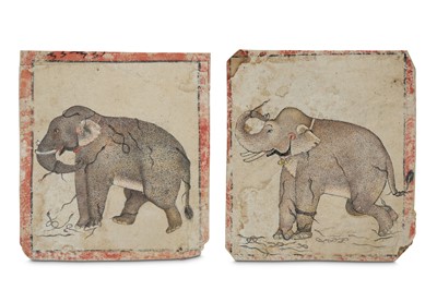Lot 233 - TWO ELEPHANTS ATTACKED BY SNAKES North India,...