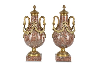 Lot 73 - A PAIR OF LOUIS XVI STYLE GILT BRONZE AND...