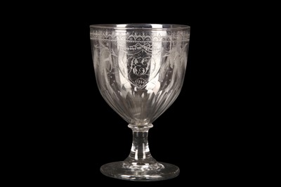 Lot 225 - A LARGE ENGRAVED GLASS GOBLET, dated 1804, the...