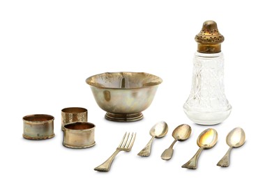 Lot 157 - A mixed group of antique silver items,...