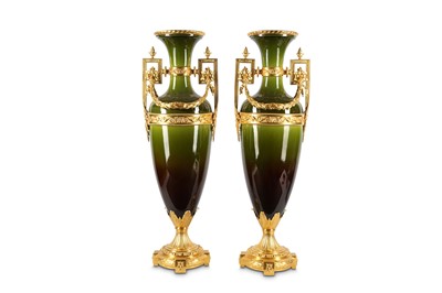 Lot 22 - A LARGE PAIR OF LOUIS XVI STYLE PORCELAIN AND...