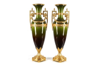 Lot 22 - A LARGE PAIR OF LOUIS XVI STYLE PORCELAIN AND...