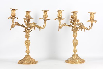 Lot 18 - A PAIR OF LATE 19TH CENTURY FRENCH GILT BRONZE...