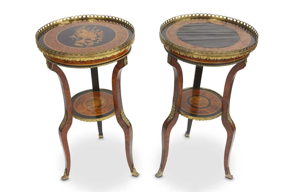 Lot 23 - A PAIR OF AMBOYNA, FRUITWOOD MARQUETRY,...