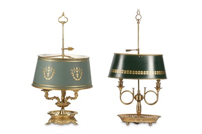 Lot 34 - TWO FRENCH LOUIS XVI STYLE GILT BRASS AND TOLE...