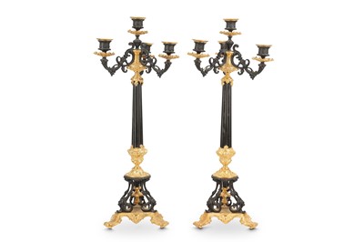 Lot 55 - A PAIR OF LATE 19TH CENTURY GILT AND PATINATED...