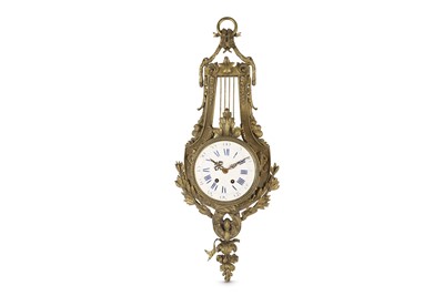 Lot 53 - A 19TH CENTURY FRENCH GILT BRONZE CARTEL CLOCK...