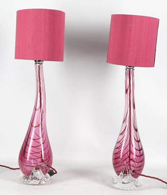 Lot 35 - A PAIR OF PORTA ROMANA GLASS LAMP BASES of...