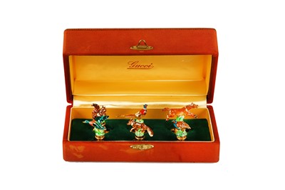 Lot 207 - A FINE CASED SET OF SIX GUCCI ENAMELLED AND...