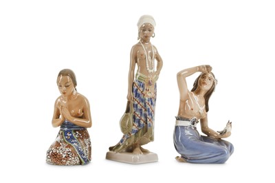 Lot 204 - THREE DAHL JENSEN PORCELAIN FIGURES OF WOMEN,...