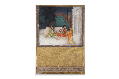 Lot 229 - A COLLAGE OF AN INDIAN PAINTING OF A COURT...