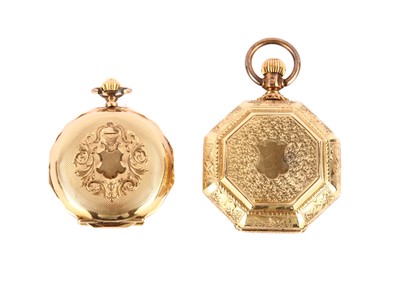 Lot 424 - HAUTE AND PERRET & FILS. TWO GOLD POCKET...