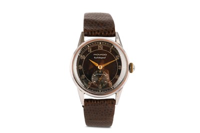 Lot 376 - MOVADO. A STAINLESS STEEL MANUAL WIND...