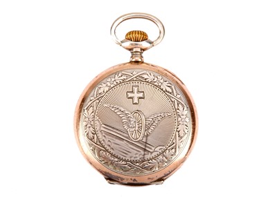 Lot 416 - HAVILA. A SILVER SWISS RAILWAY POCKET WATCH.  ...