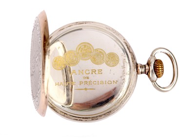 Lot 416 - HAVILA. A SILVER SWISS RAILWAY POCKET WATCH.  ...