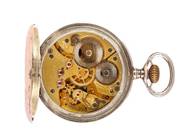 Lot 416 - HAVILA. A SILVER SWISS RAILWAY POCKET WATCH.  ...