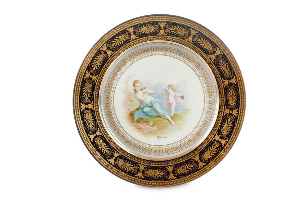 Lot 132 - A SEVRES-STYLE PORCELAIN CABINET PLATE,...