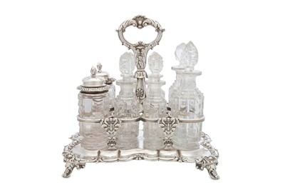 Lot 353 - A George IV antique sterling silver cruet /...