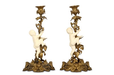 Lot 268 - A PAIR OF LATE 19TH CENTURY GILT BRONZE AND...