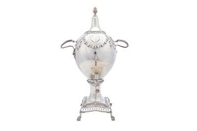 Lot 370 - A George III antique sterling silver tea urn,...