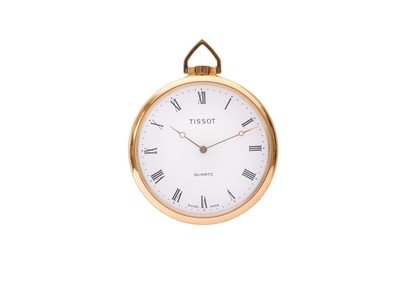 Lot 400 - TISSOT. AN 18K GOLD POCKET WATCH. Maker:...