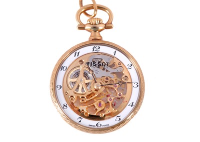 Lot 401 - TISSOT PENDENT SKELETON POCKET WATCH. Maker:...