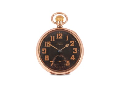 Lot 406 - ROLEX. A 9K GOLD CASED OPEN FACE POCKET WATCH....