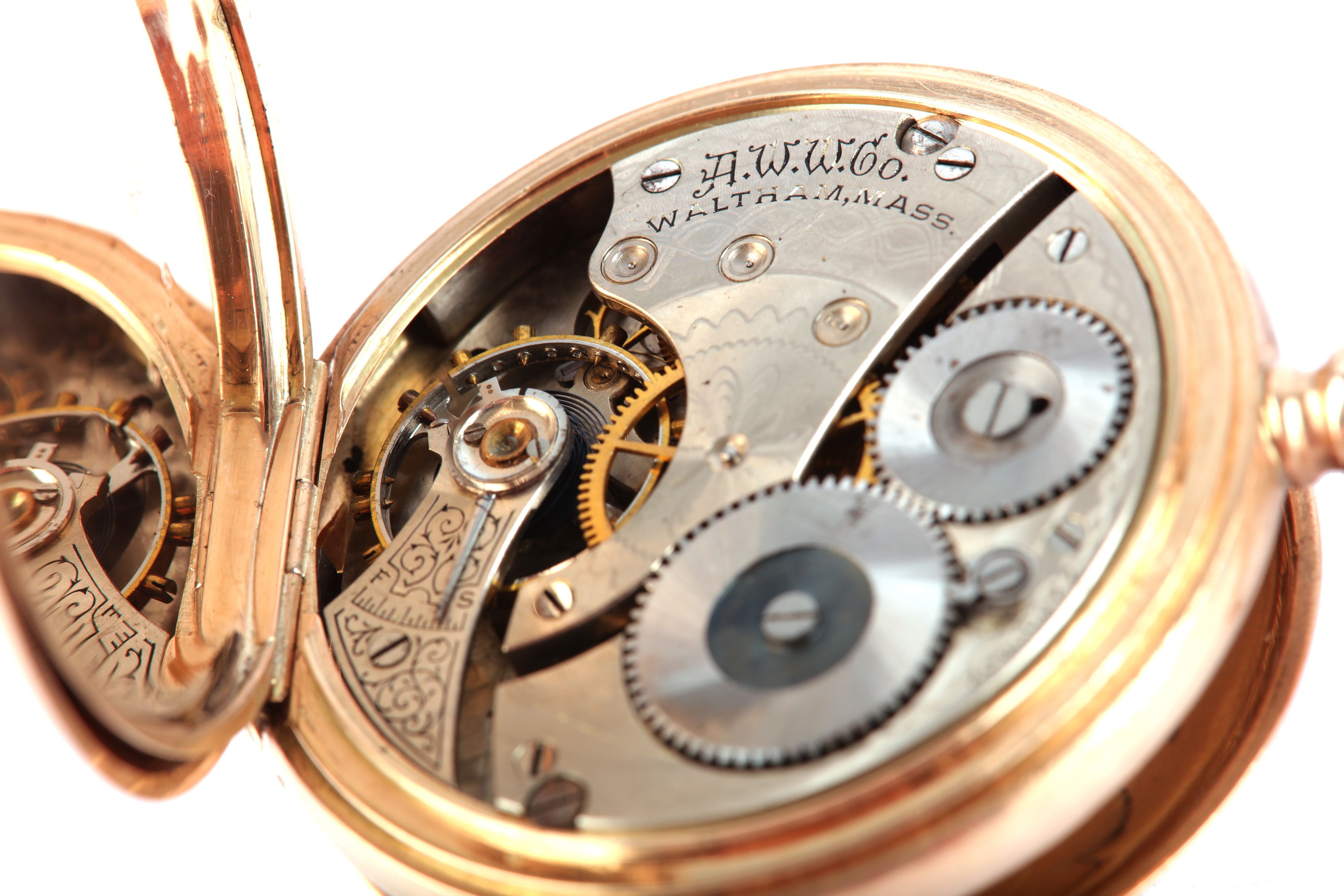 Lot 407 WALTHAM. A 9K GOLD FULL POCKET WATCH. Maker