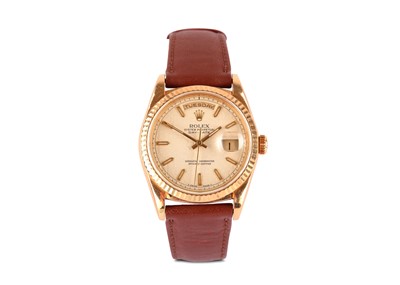 Lot 379 - ROLEX. AN 18 K GOLD AUTOMATIC CALENDAR...