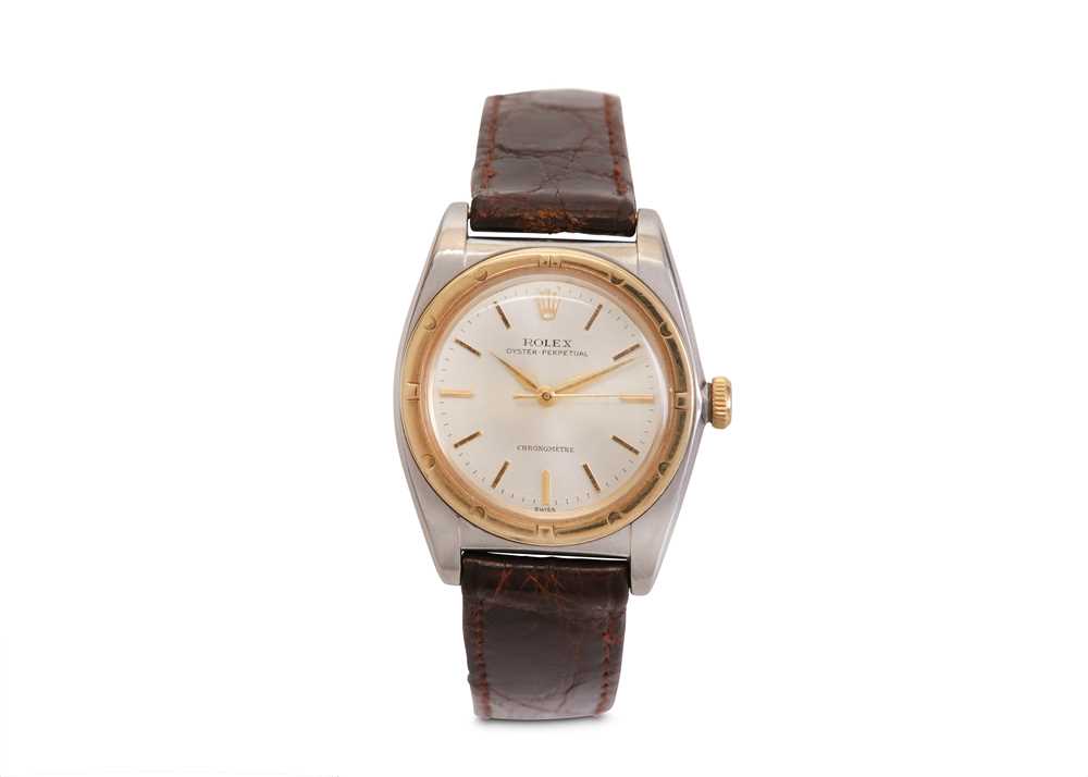 Lot 362 - ROLEX. A TWO-TONE STAINLESS STEEL AND GOLD...