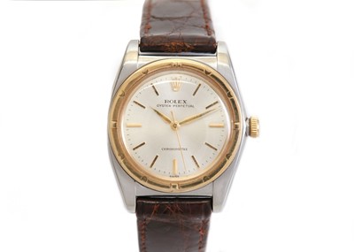 Lot 362 - ROLEX. A TWO-TONE STAINLESS STEEL AND GOLD...