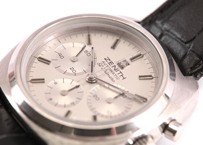 Lot 346 - ZENITH. A STAINLESS STEEL AUTOMATIC...