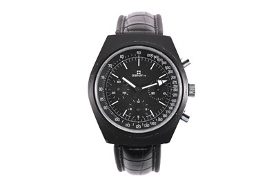 Lot 341 - ZENITH. A STAINLESS STEEL AND BLACK PVD COATED...