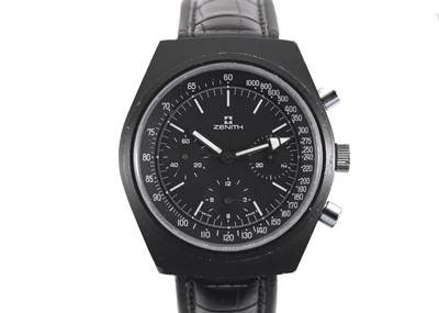 Lot 341 - ZENITH. A STAINLESS STEEL AND BLACK PVD COATED...
