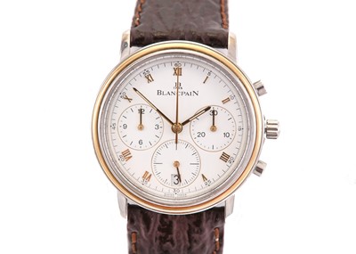 Lot 378 - BLANCPAIN. A GENTS TWO-TONE STAINLESS STEEL...