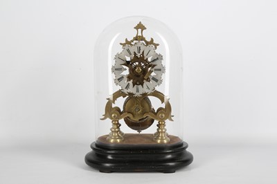 Lot 288 - A 19TH CENTURY BRASS FUSEE SKELETON CLOCK...