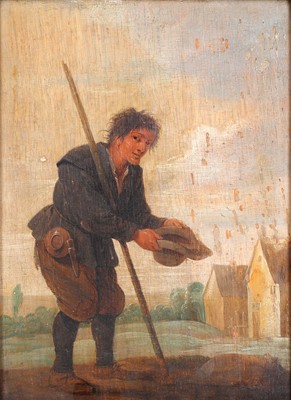 Lot 15 - AFTER DAVID TENIERS Beggars oil on panel 8 7/8...
