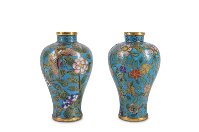 Lot 209 - A PAIR OF MINIATURE CHINESE CLOISONNE ENAMEL...