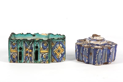 Lot 117 - TWO POTTERY INKWELLS Morocco, 19th century ...