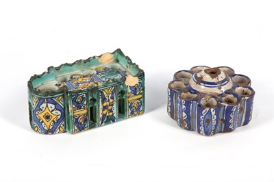 Lot 117 - TWO POTTERY INKWELLS Morocco, 19th century ...