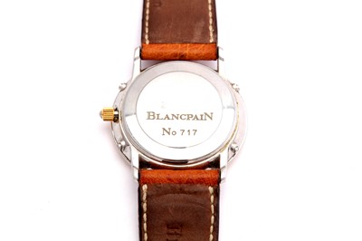 Lot 332 - BLANCPAIN. A STAINLESS STEEL AUTOMATIC TRIPLE...