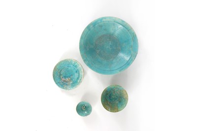 Lot 9 - A GROUP OF FOUR TURQUOISE-GLAZED POTTERY...