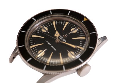 Lot 356 - BREITLING. A RARE STAINLESS STEEL AUTOMATIC...