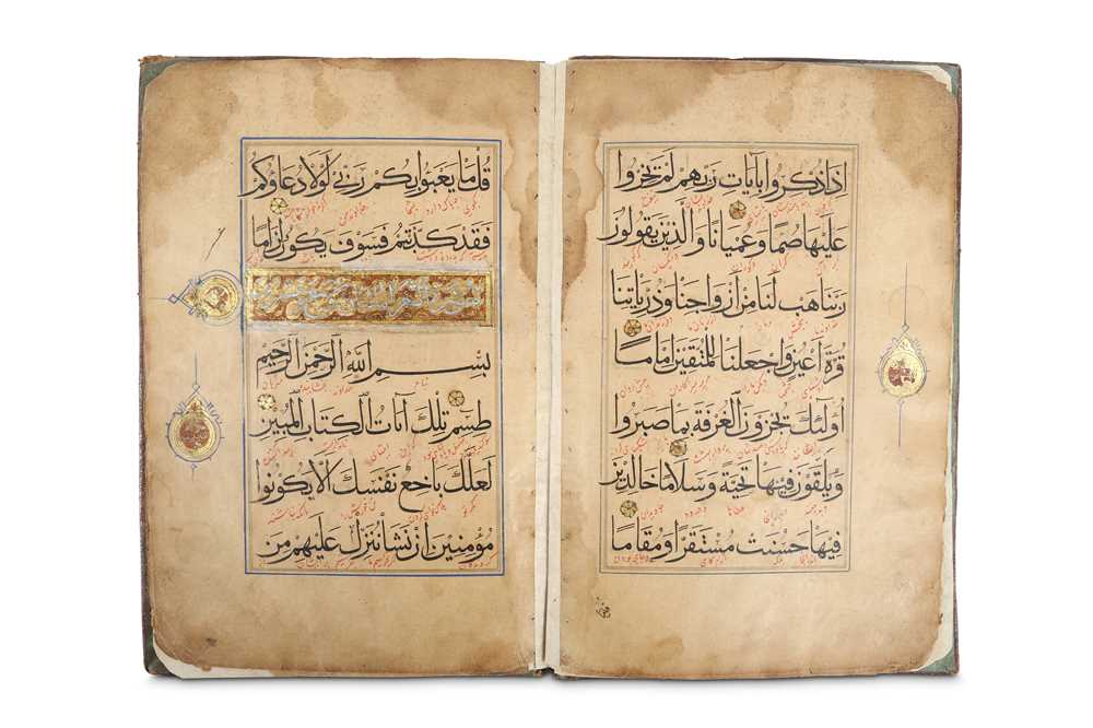 Lot 29 - A QUR'AN SECTION, JUZ' 19 Egypt or Syria, 14th...