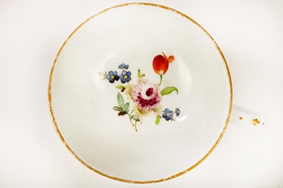 Lot 84 - A MEISSEN TEACUP AND SAUCER, circa 1750, both...