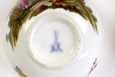 Lot 84 - A MEISSEN TEACUP AND SAUCER, circa 1750, both...