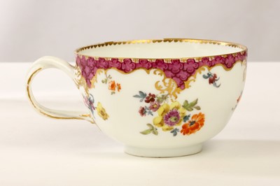Lot 139 - A MEISSEN TEACUP AND SAUCER, circa 1760, both...